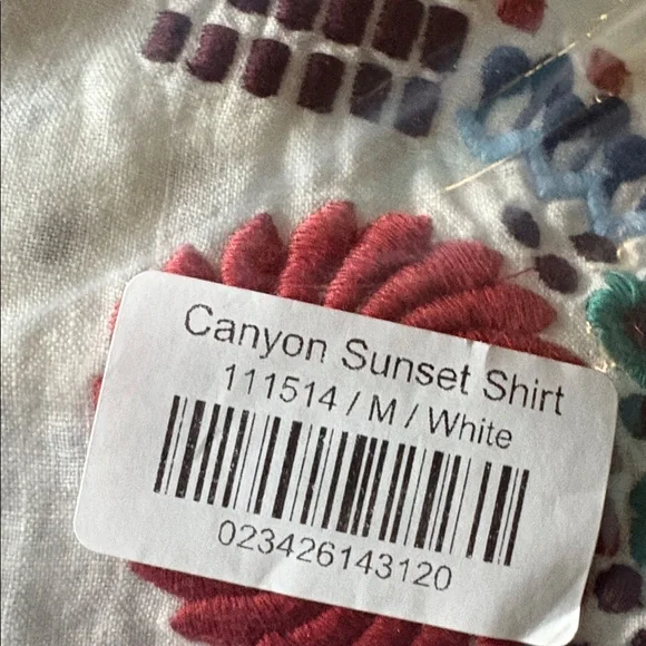 Sundance Canyon Sunset Embroidered Long Sleeve Shirt Collared Button Down Linen - Picture 4 of 5